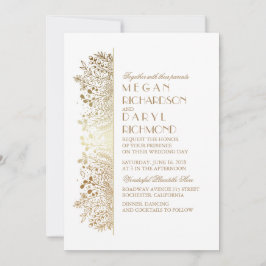 Goud Bloemen Baby's adem Elegant Bruiloft Kaart