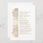 Goud Bloemen Baby's adem Elegant Bruiloft Kaart (Voorkant / Achterkant)