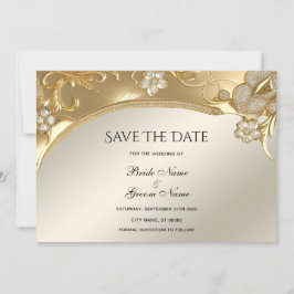 Goud Bloemen Bewaar de datum Save The Date
