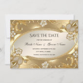 Goud  Bloemen Bewaar de datum Save The Date (Voorkant)