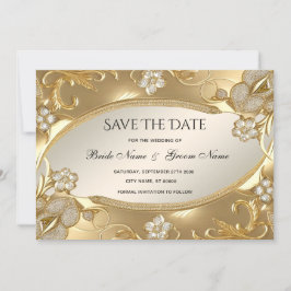 Goud Bloemen Bewaar de datum Save The Date