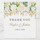 Goud Bloemen Blad Dank u Bruiloft Wijn Label Etiket (Enkel label)