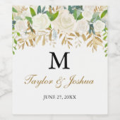 Goud Bloemen Blad Monogram Bruiloft Wijn Label Wijn Etiket (Enkel label)