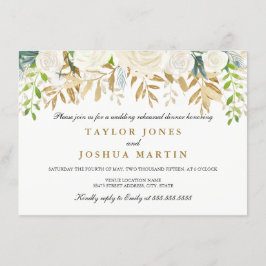 Goud Bloemen Blad Repetitie Diner Invite Kaart