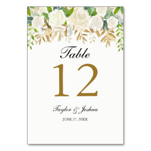 Goud Bloemen Blad Waterverf Tafel Kaarten