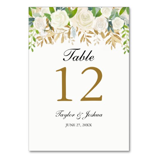 Goud Bloemen Blad Waterverf Tafel Kaarten (Achterkant)