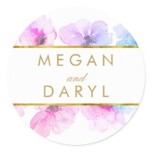 Goud Bloemen Blauw Paarse Elegante Bruiloft