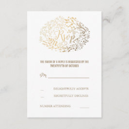 Goud Bloemen Boeket Bruiloft RSVP Kaarten Kaartje