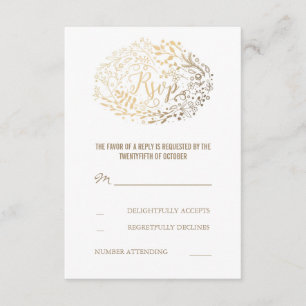 Goud Bloemen Boeket Bruiloft RSVP Kaarten Kaartje