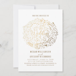 Goud Bloemen Boeket Elegant Modern Bruiloft Kaart