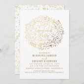 Goud Bloemen Boeket Wit Verlovingsfeest Kaart (Voorkant / Achterkant)