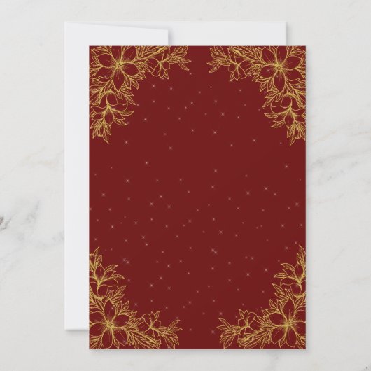 Goud  Bloemen Bruiloft Bedankkaart (Achterkant)