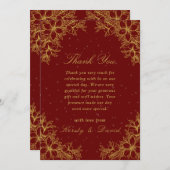Goud  Bloemen Bruiloft Bedankkaart (Voorkant / Achterkant)