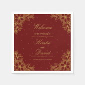 Goud  Bloemen Bruiloft Servet (Voorkant)