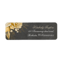 Goud Bloemen Chalkboard Vintage bruiloft