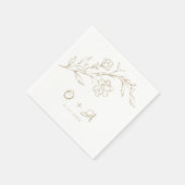 Goud Bloemen Elegant Paar Monogram Bruiloft Servet (Hoek)