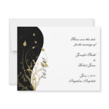 Goud Bloemen Gebogen Bruiloft Save the Date kaart