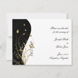 Goud Bloemen Gebogen Bruiloft Save the Date kaart