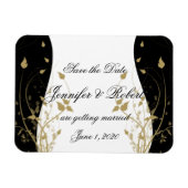 Goud Bloemen Gebogen Bruiloft Save the Date Magneet (Horizontaal)