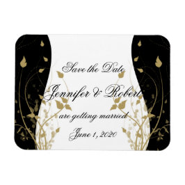 Goud Bloemen Gebogen Bruiloft Save the Date Magneet