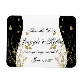 Goud Bloemen Gebogen Bruiloft Save the Date Magneet