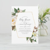 Goud Bloemen Geometrisch Baby shower Kaart (Staand voorkant)