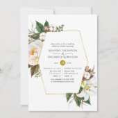 Goud Bloemen Geometrische repetitie Diner Kaart (Voorkant)