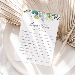 Goud Bloemen Groen Baby shower Hopes & Wishes Kaar Briefkaart