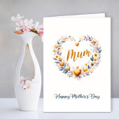 Goud Bloemen Hart Moederdag Feestdagen Kaart