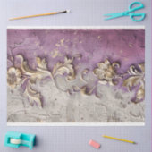 Goud Bloemen In reliëf gemaakt Effect Lavendel Wit Tissuepapier (Craft)