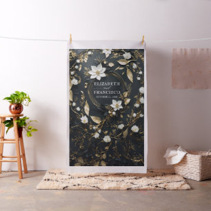 Goud Bloemen Krans Bruiloft Foto Booth Achtergrond Stof
