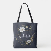 Goud Bloemen Krans Bruiloft Groomsman Beste Man Tote Bag (Achterkant)