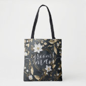 Goud Bloemen Krans Bruiloft Groomsman Beste Man Tote Bag (Voorkant)