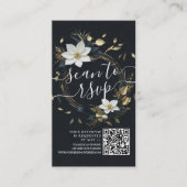 Goud Bloemen Krans Bruiloft QR Code Website RSVP Informatiekaartje (Voorkant)
