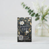 Goud Bloemen Krans Bruiloft QR Code Website RSVP Informatiekaartje (Staand voorkant)