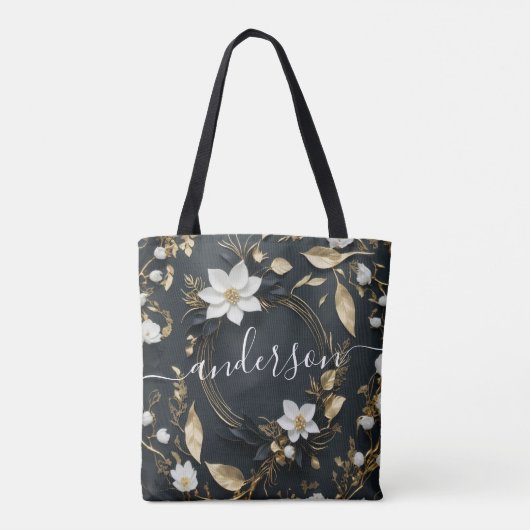 Goud Bloemen krans Bruiloft Vader van de bruid Tote Bag (Achterkant)
