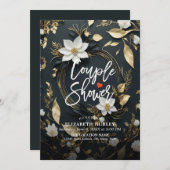 Goud Bloemen Krans Paar Douche Bruiloft Douche Kaart (Voorkant / Achterkant)