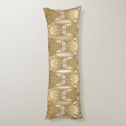 Goud  Bloemen Lichaam Kussen (Achterkant (Verticaal))