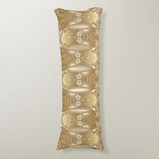 Goud Bloemen Lichaam Kussen (Voorkant Verticaal)