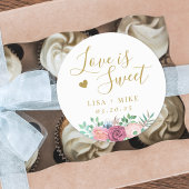 Goud Bloemen Liefde is Lief Bruiloft Favor Ronde Sticker