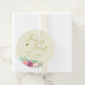 Goud Bloemen Liefde is Zoete Bruiloft Ronde Bedankjes Labels (In situ)