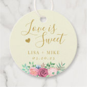 Goud Bloemen Liefde is Zoete Bruiloft Ronde Bedankjes Labels (Voorkant)