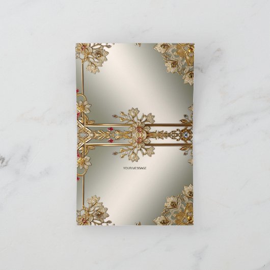 Goud Bloemen Lijst Dank u kaart (Binnen)