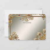 Goud  Bloemen Lijst Dank u kaart (Achterkant)