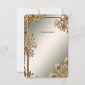 Goud  Bloemen Lijst Dank u kaart (Achterkant)
