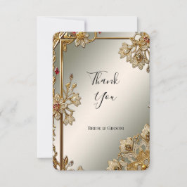 Goud Bloemen Lijst Dank u kaart