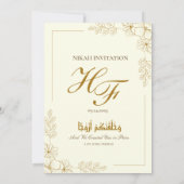 Goud Bloemen Lijst Elegant Witboek Modern Nikah Kaart (Achterkant)