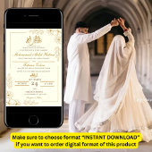 Goud Bloemen Lijst Elegant Witboek Modern Nikah Kaart