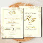 Goud Bloemen Lijst Elegant Witboek Modern Nikah Kaart