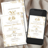 Goud Bloemen Lijst Elegant Witboek Modern Nikah Kaart